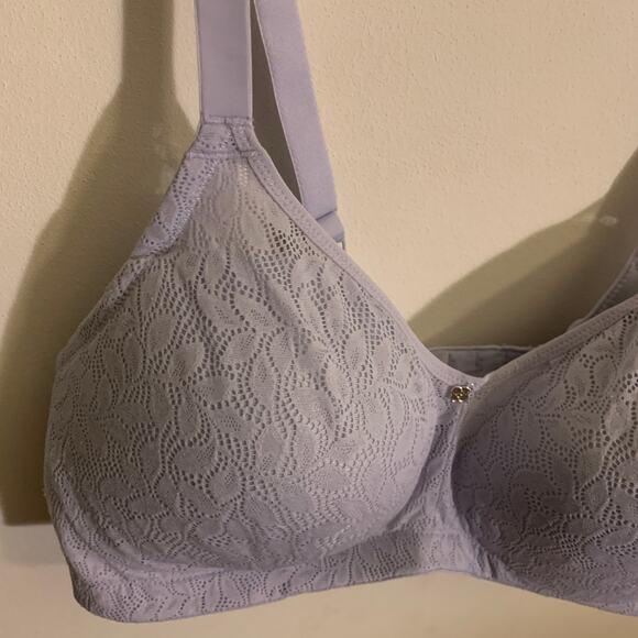 Breezies Floral Leaf Overlay Contour Wirefree Bra Cloudless Blue Sz 40C A391264 - Picture 7 of 13